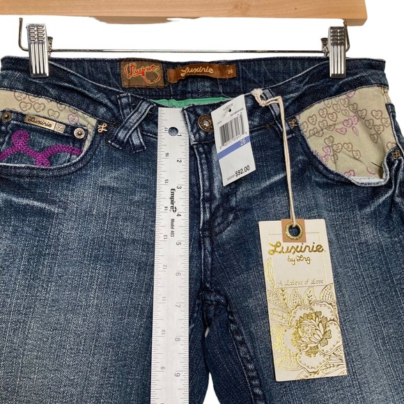 Luxirie by LRG Baby Heart Camo Bootcut Distressed Stretch Flared Jeans 26 NWT - Picture 5 of 12